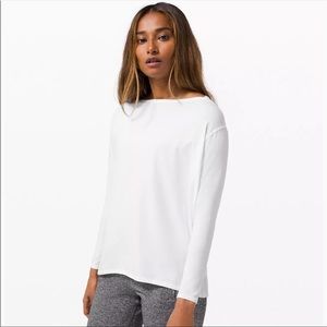 Lululemon white Back in Action long sleeve shirt